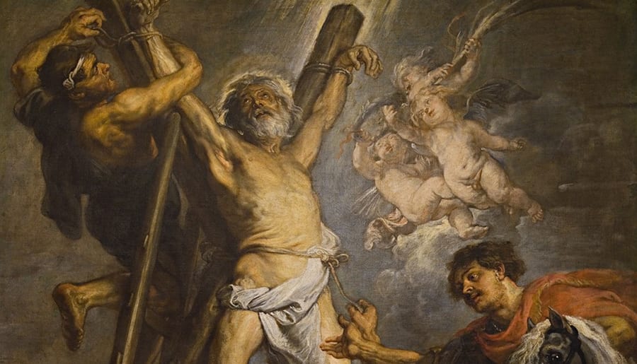 El martirio de San Andrés según Rubens — cruz en aspa
